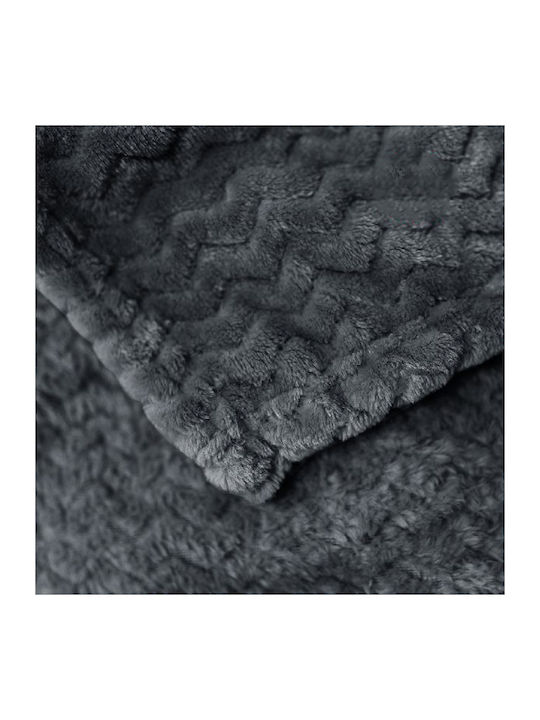 To megalo pazari Blanket Fleece Single 160x220cm Anthracite