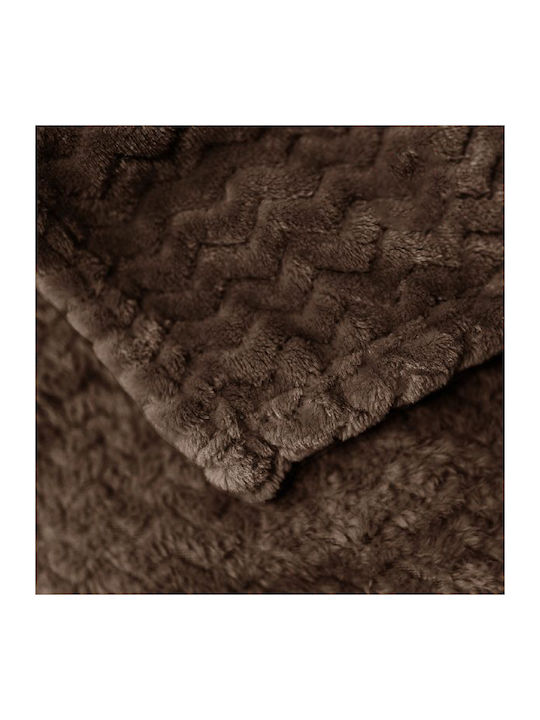 To megalo pazari Fleece Blanket Single 160x220cm Brown