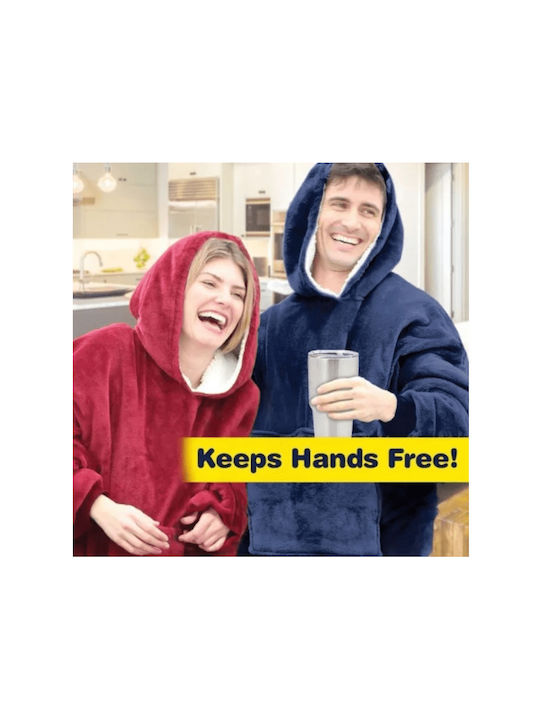 Κουβέρτα Fleece με Μανίκια 80x80εκ. Μπλε