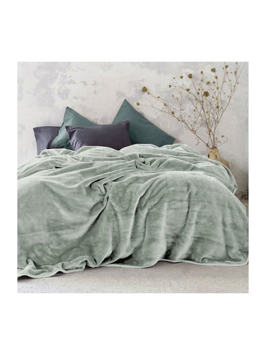 Nima Velvet Blanket Single 160x220cm Sage Green