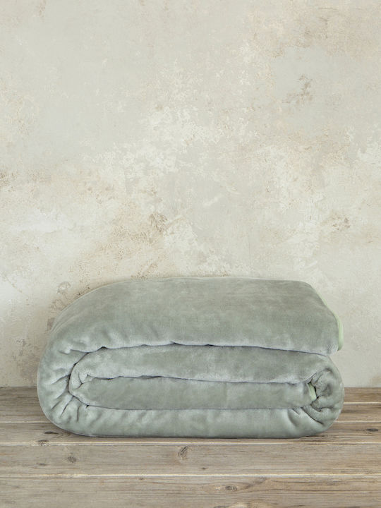 Nima Velvet Blanket Single 160x220cm Sage Green
