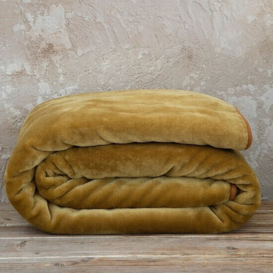 Nima Coperta Κουβέρτα Βελουτέ Μονή 160x220εκ. Brown / Gold