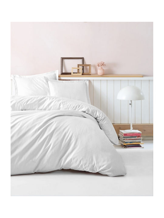 Cotton Box Комплект Плик за Завивка Двоен с 2 Калъфки & 1 Чаршаф 200x220 Бял