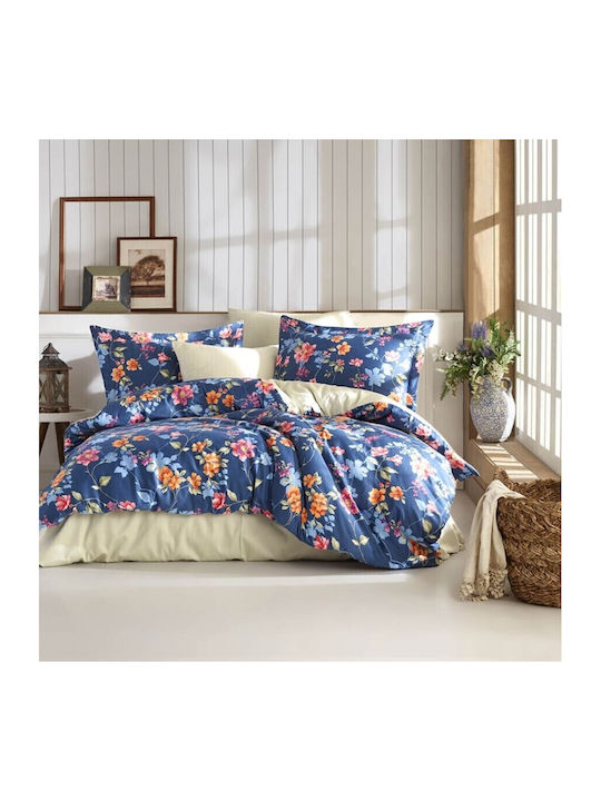 Class Home Collection Set Huse Pentru Pilote Duble Cu 4 Fețe De Pernă Și 1 Cearceaf 200x220cm Tonia Floral