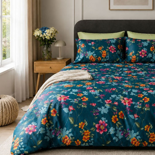 Class Home Collection Set Huse Pentru Pilote 200x220cm Dublu Cu 4 Fețe De Pernă & 1 Cearșaf Tonia Floral