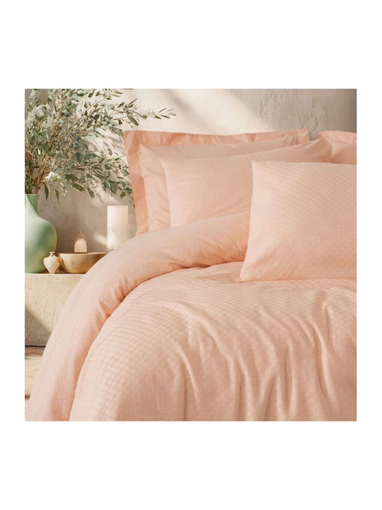 Cottonbox Set Huse Pentru Pilote 200x220cm Dublu Cu 2 Fețe De Pernă Și 1 Cearceaf Salmon Plaid