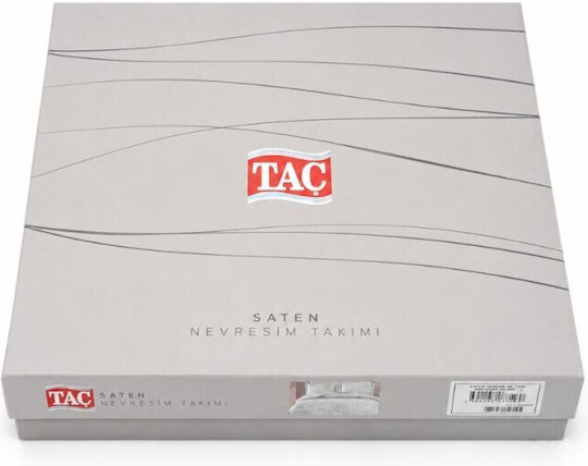 Tac Σετ Παπλωματοθήκη (2 τμχ) Βαμβακοσατέν 160x220cm Μονή με Μαξιλαροθήκη & 1 Σεντόνι Εκρού
