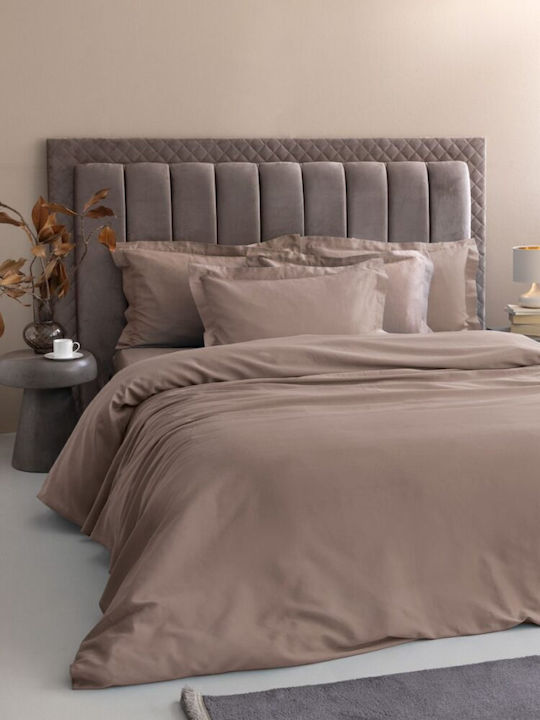Palamaiki Duvet Cover Set Cotton Satin Queen with 2 Pillowcases 240x250 Posh Sateen Taupe