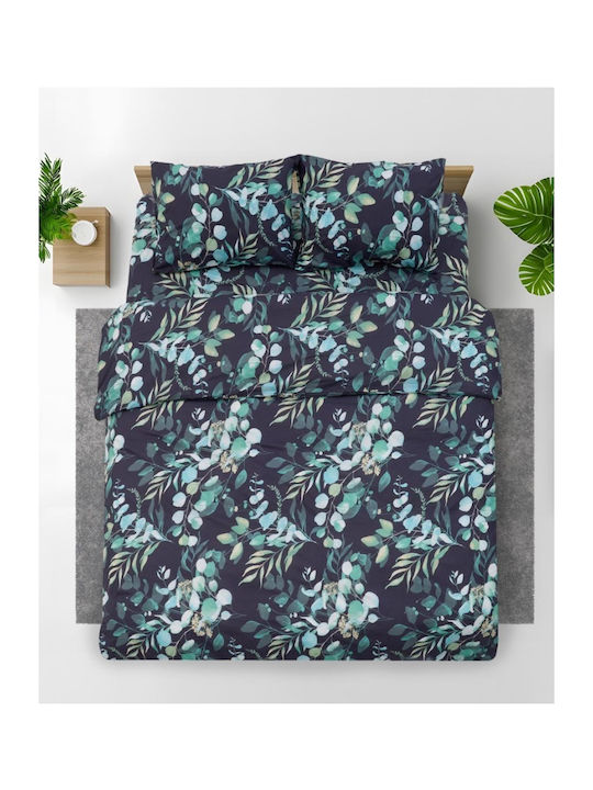 Vanora Duvet Cover Set Cotton Double with 2 Pillowcases & 1 Sheet 200x220 Jade