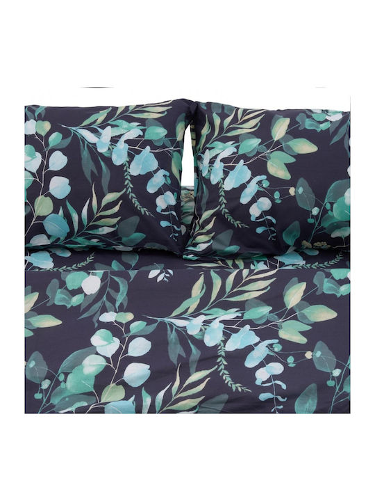 Vanora Duvet Cover Set Cotton Double with 2 Pillowcases & 1 Sheet 200x220 Jade