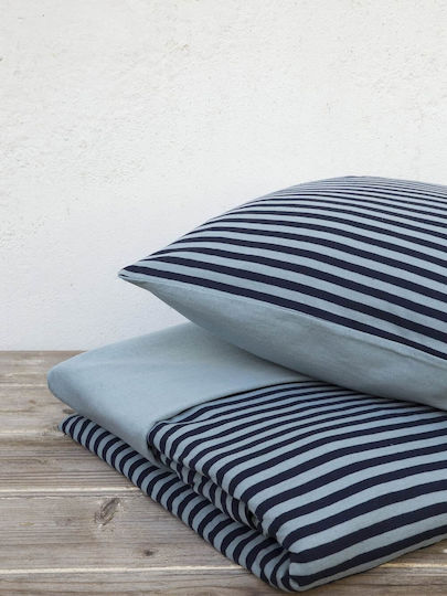 Nima Duvet Cover Set Cotton Queen with 2 Pillowcases 220x240 Suave Dark Blue