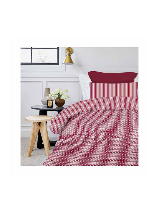 Astron Italy Bettbezug-Set Baumwolle Einzelbett mit Kissenbezug 170x250 Maira Redwine