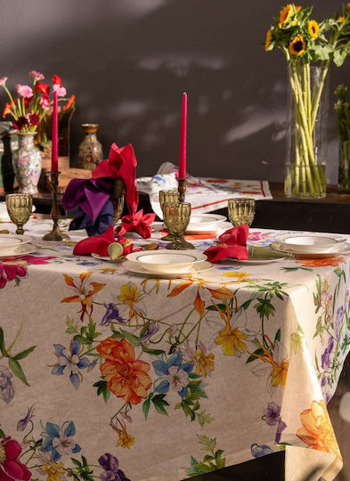 Tessitura Toscana Telerie Linen Tablecloth Antea Green 85x85cm