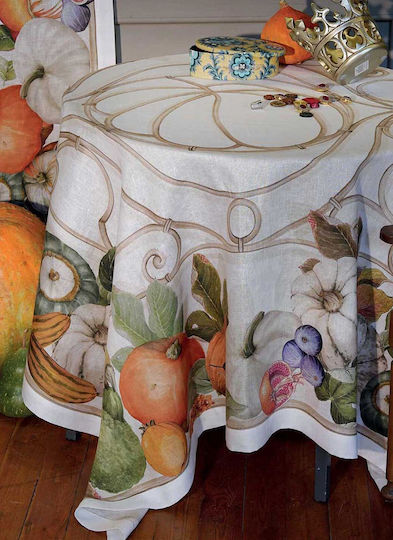 Tessitura Toscana Telerie Linen Tablecloth Cenerentola Orange 170x270cm