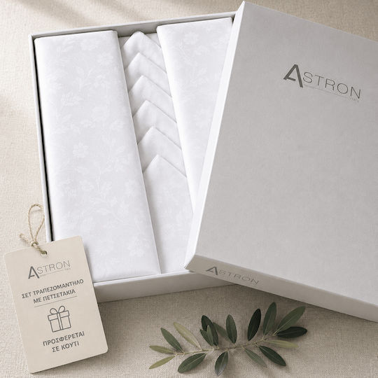 Astron Italy Τραπεζομάντηλο Σετ 7τμχ White 140x180εκ.
