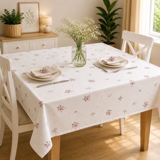Pucioasa Cotton Tablecloth Pink Flowers 120x160cm