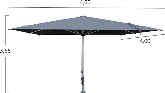 Professional Aluminum Squared Parasol Gladell Grey 3.53x3.53xH3m