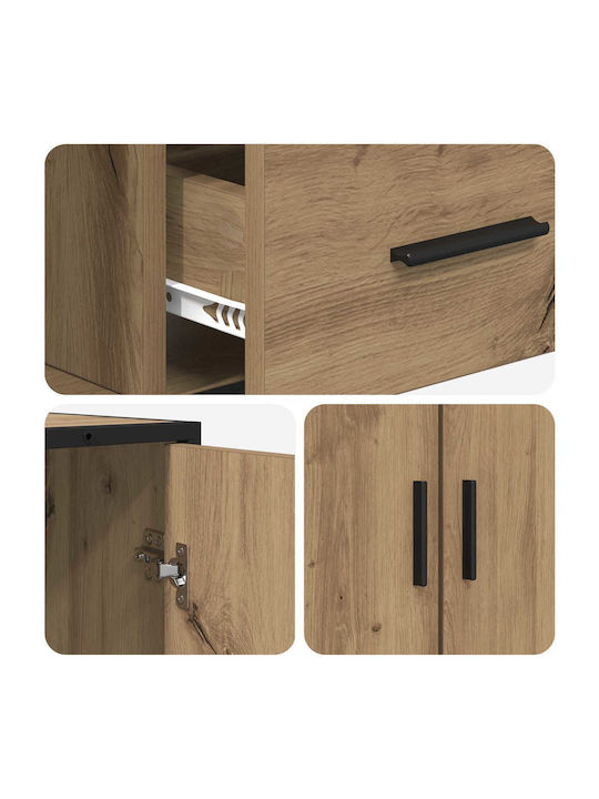 Wooden Sideboard with Drawers Oak 92x35x76cm
