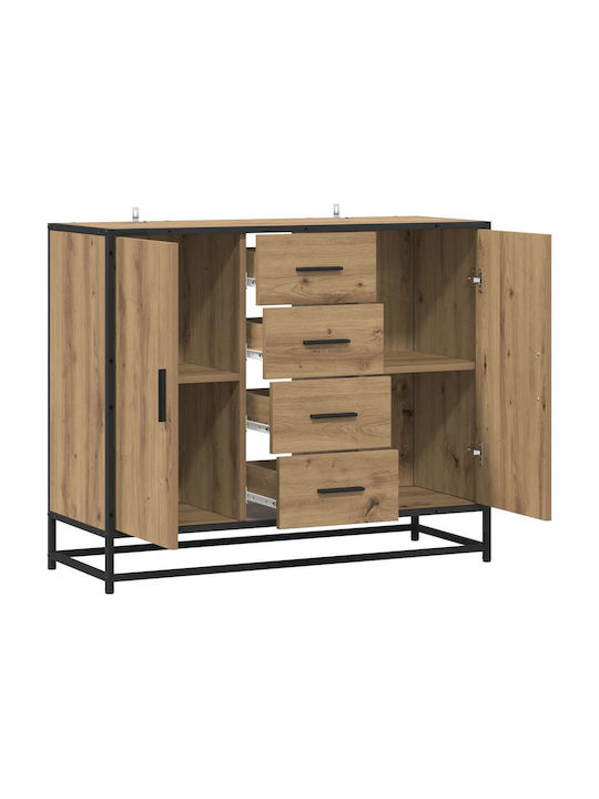 Wooden Sideboard with Drawers Oak 92x35x76cm