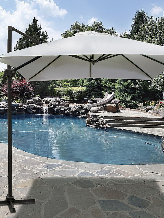 Hanging Square Aluminum Garden & Terrace Parasol Beige 1x1m