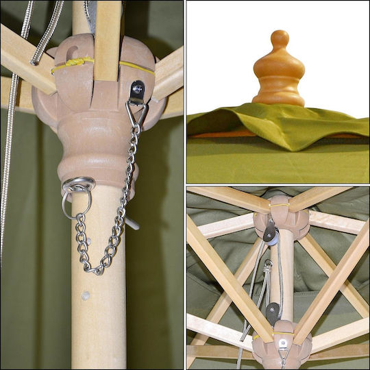 Runde Holzgarten- und Terrassen-Sonnenschirm Khaki Φ2,5m
