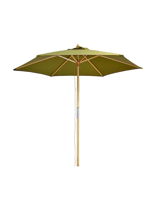 Circular Wooden Khaki Garden Parasol Φ2.5m
