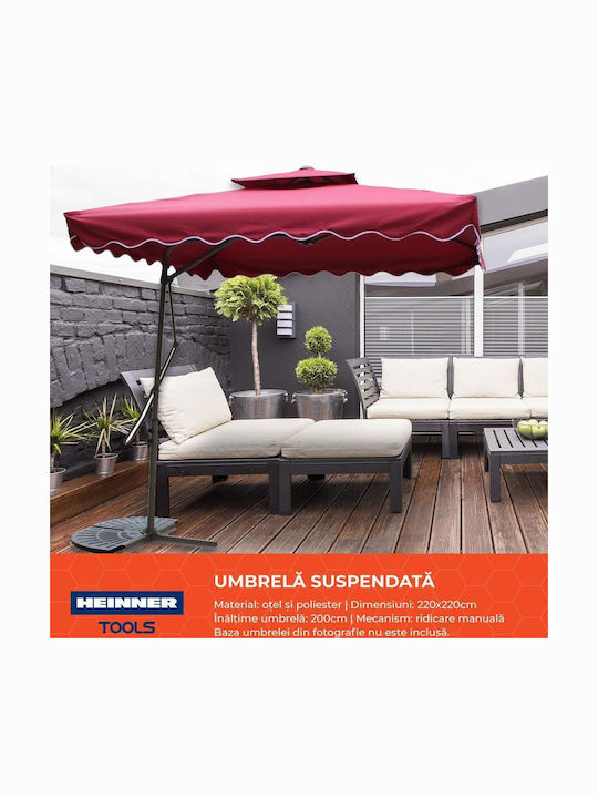 Hanging Metal Burgundy Parasol 2x2m
