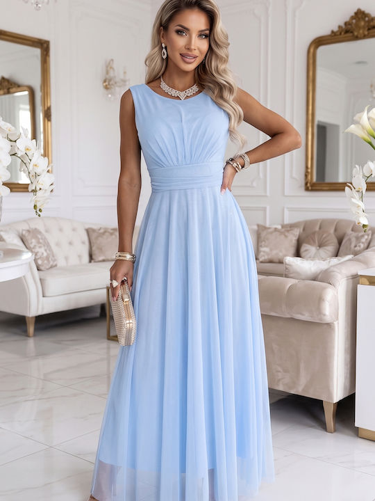 Summer Maxi Dress for Wedding / Christening with Tulle Sky Blue