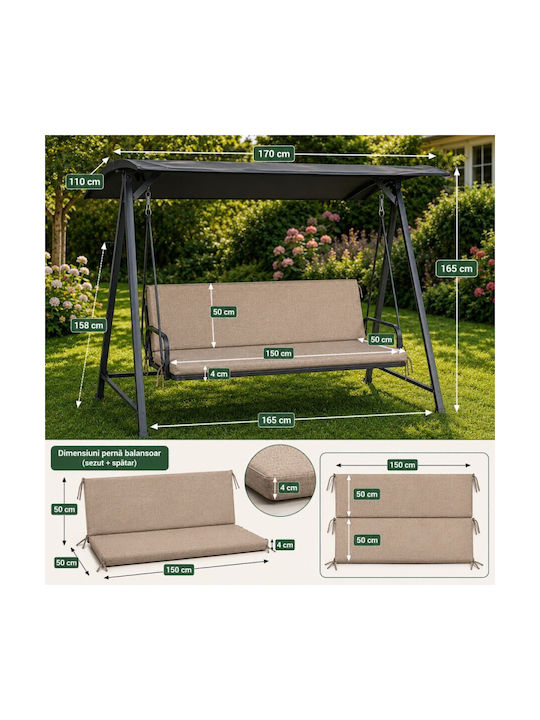 Pucioasa Gartenstuhlkissen Mit Rückenlehne Cappuccino 50x150cm