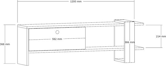 Έπιπλο Τηλεόρασης Henriette Καρυδί / Ανθρακί Μ120xΠ25xΥ36.8cm