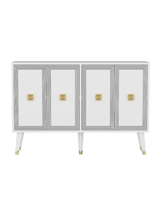Sideboard Ansel Wooden White-gold 120x30x80cm
