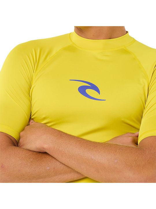 Rip Curl UPF 50+ Men Short Sleeve Sun Protection Shirt Yellow