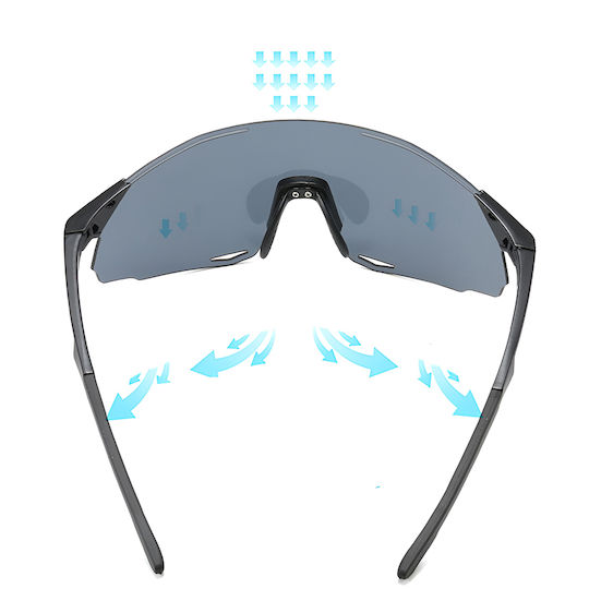 Techsuit Cycling Glasses with Black Frame and Multicoloured Lenses