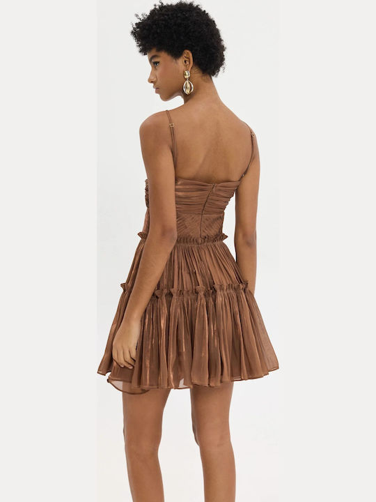 Rochii De Vară Pentru Femei Mini Rochie Satin Maro