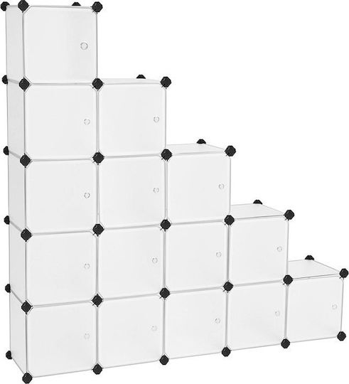 Plastik Schuhorganisator mit 15 Regalen Weiß 16 Würfel 153x31x153cm LPC44BS Plastik Schuhorganisator mit 15 Regalen Weiß 16 Würfel 153x31x153cm LPC44BS