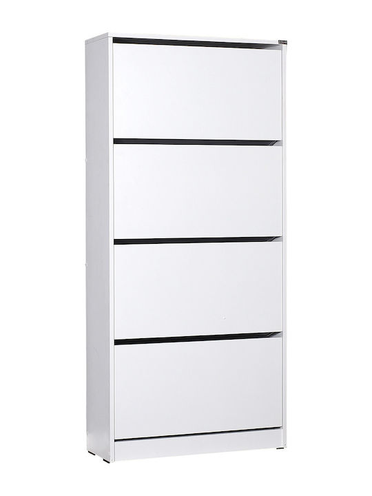 Suport pentru pantofi Flat Duo cu 4 Rafturi Alb L73xW26xH157cm