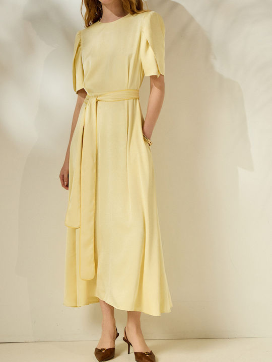 Summer Midi Satin Yellow Dress