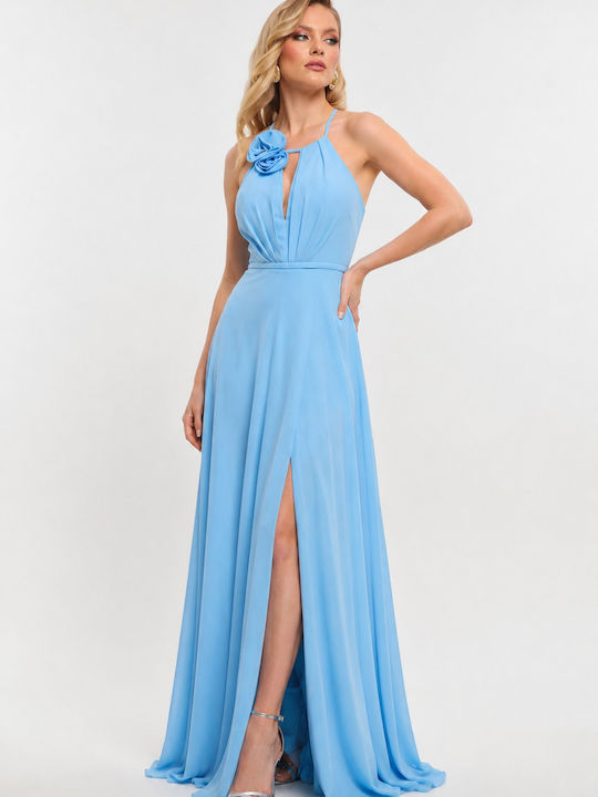 Rochie Maxi De Vară Pentru Nuntă Botez Albastru Deschis