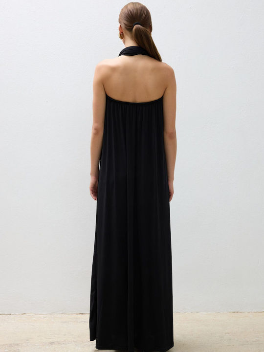 Summer Maxi Evening Strapless Black Dress