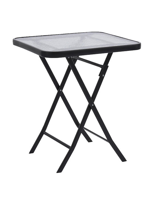 Table for Small Outdoor Spaces Foldable Metal with Glass Surface Gray 60x60x72cm