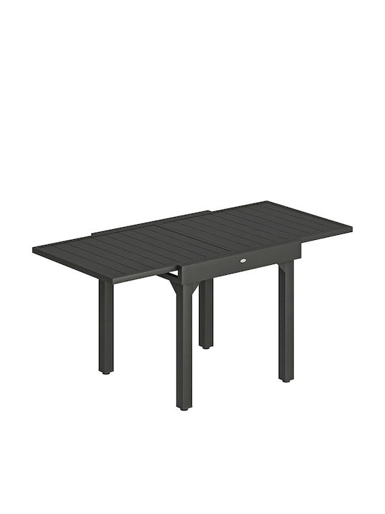 Masă De Exterior Din Aluminiu Extensibilă Neagră 160x80cm