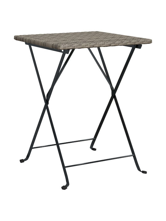 vidaXL Hilfstisch für Kleine Außenbereiche Zusammenklappbar Rattan mit Metallrahmen Grau 55x54x71cm