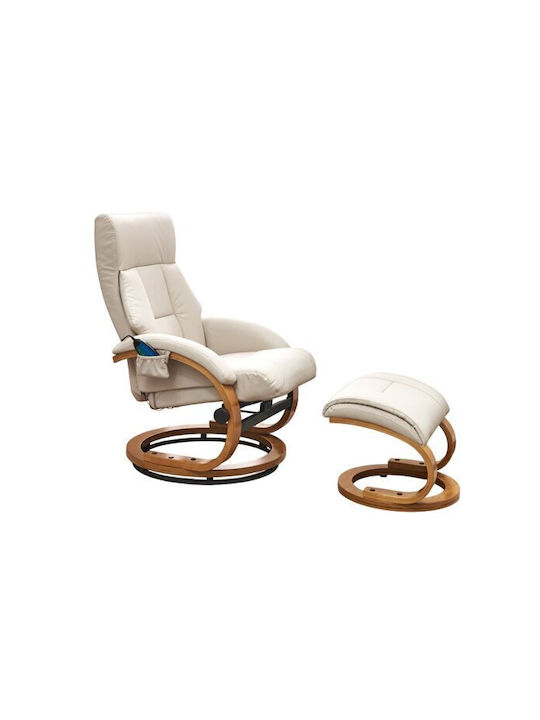 Berwyn 877 Πολυθρόνα Relax Massage Περιστρεφόμενη με Υποπόδιο από Δερματίνη Καφέ 44x48x46cm