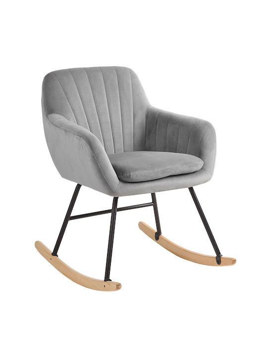 Rocking Armchair Swivel with Footstool Szary 40x40x82cm