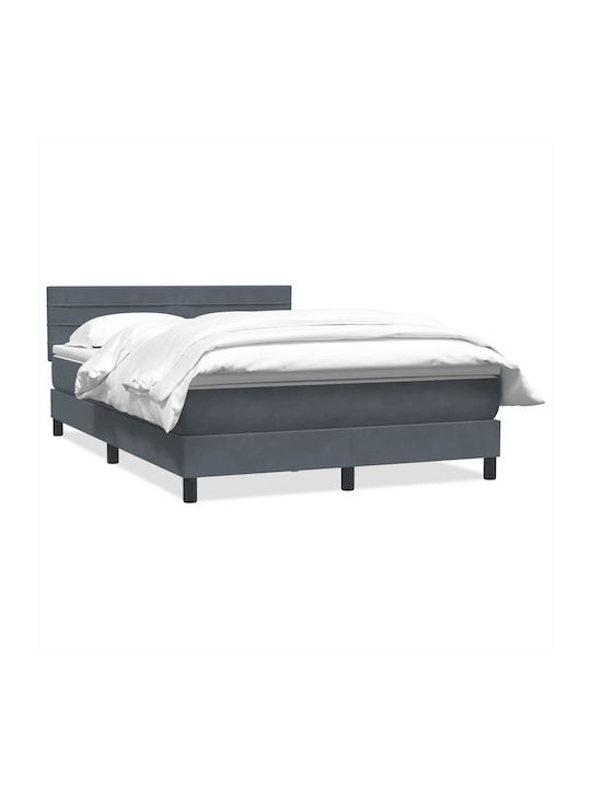 Doppelbett Bezogen mit Stoff Dunkelgrau mit Lattenrost & Matratze 160x210cm