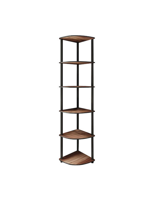Γωνιακή Βιβλιοθήκη Balle Καρυδιά 34x34x173εκ.