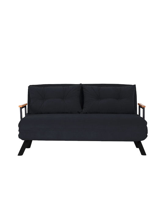 Two-Seater Couch Bed Black 175x133x78cm