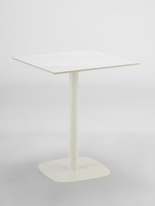 Quadra Square Kitchen Table with White Marble Surface 60x60x74cm