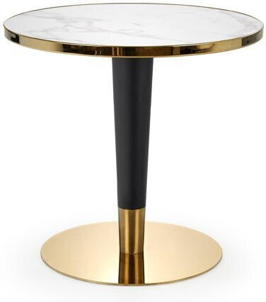Houston 1532 Round Table Dining Room with Marble Surface Gold, Black, White Marble 74x74cm