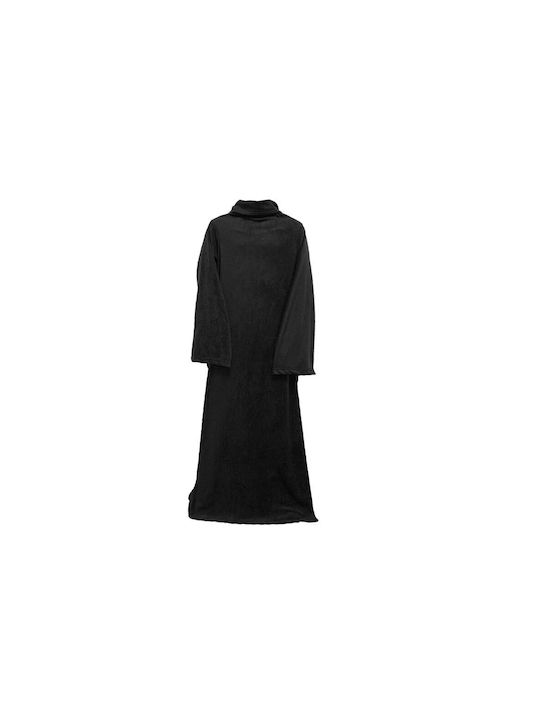 Pătură Fleece Cu Mâneci 138x180cm Neagră